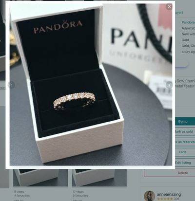Pandora Sparkling Eternity Band Ring Rose Gold Plated Clear CZ Size60 S½ Genuine